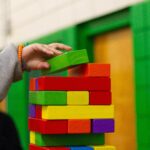 Child with toy blocks. To illustrate writer's block.